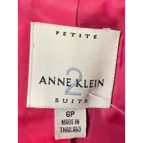 Anne Klein Pin Stripe Skirt Suit Petite 6 Blazer + Pencil Skirt Gray Pink - Picture 10 of 14